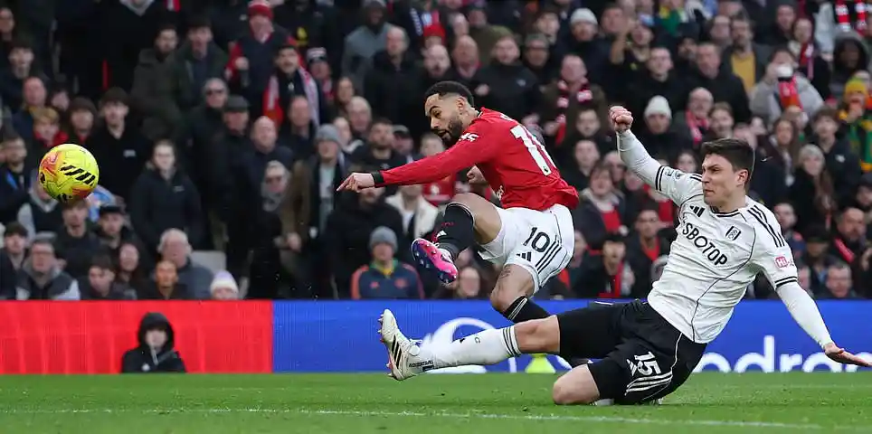Manchester United battle Fulham in a high intensity Premier League clash at Old Trafford with fans on the edge of their seats