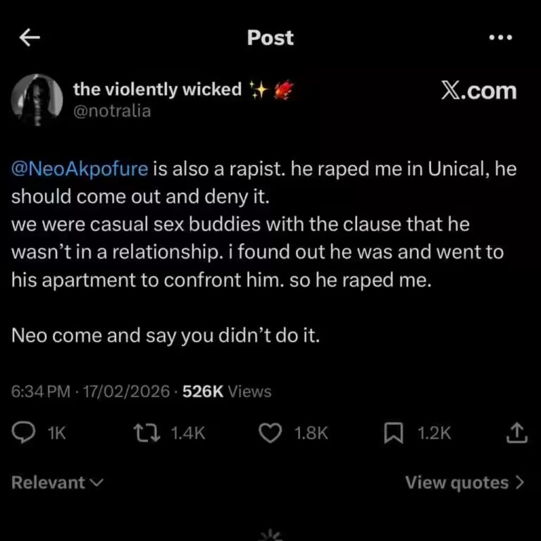 Big Brother Naija star Neo Akpofure threatens lawsuit in Nigeria after X user posts rape allegation linked to University of Calabar