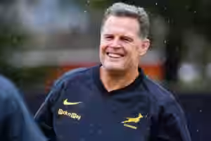 Springbok coach Rassie Erasmus laughs off conspiracy theories linking him to Scott Robertson departure in New Zealand rugby