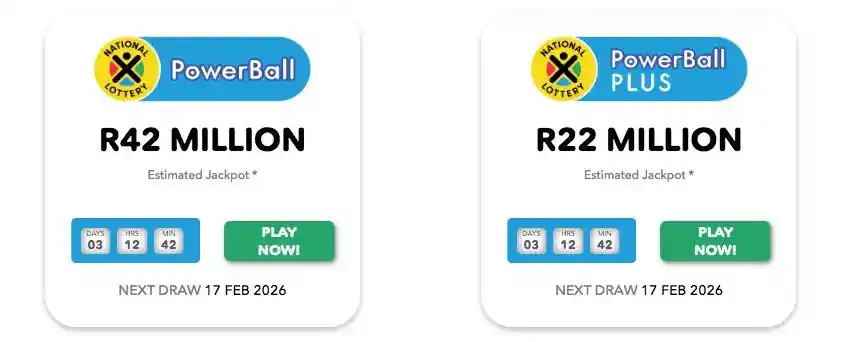 South African Lottery Officials Announce R64 Million PowerBall and PowerBall Plus Jackpots Ahead of Tuesday 17 February 2026 Draw