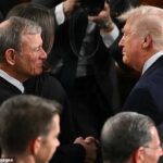 Donald Trump confronts Supreme Court justices in person during tense State of the Union address at the US Capitol following ruling against his tariff policies