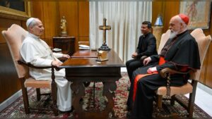 Archbishop of Tehran-Isfahan Cardinal Dominique Mathieu meets with Pope Leo XIV March 11, 2026