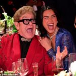 Elton John Welcomes Dua Lipa to Glamorous Oscars Charity Party in London