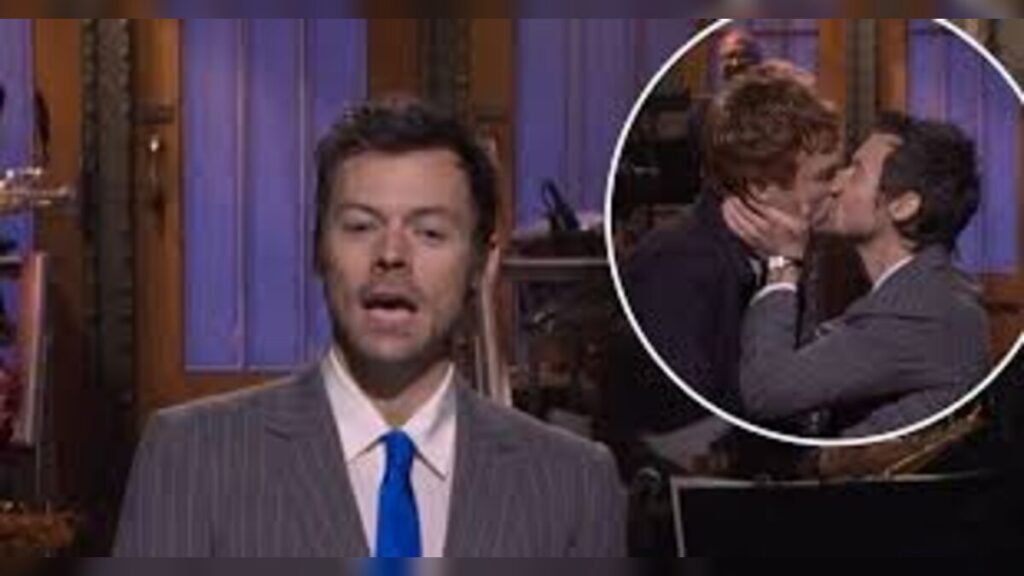 Harry Styles kisses Ben Marshall on Saturday Night Live in New York to end queerbaiting debate