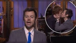 Harry Styles kisses Ben Marshall on Saturday Night Live in New York to end queerbaiting debate