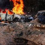 Iranian cluster munition fragments ignite multiple car fires in central Israel streets as emergency crews rush to scene