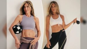 Jennifer Aniston reveals her secret to sculpted arms with new Express Series workout at PVOLVE studios