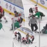 NYPD and FDNY players erupt into massive on ice brawl during charity hockey game in New York
