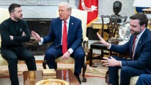 Zelensky Jokes About Age Gap With Trump During Media Exchange in Washington While U.S. Signals Tough Stance in Strait of Hormuz