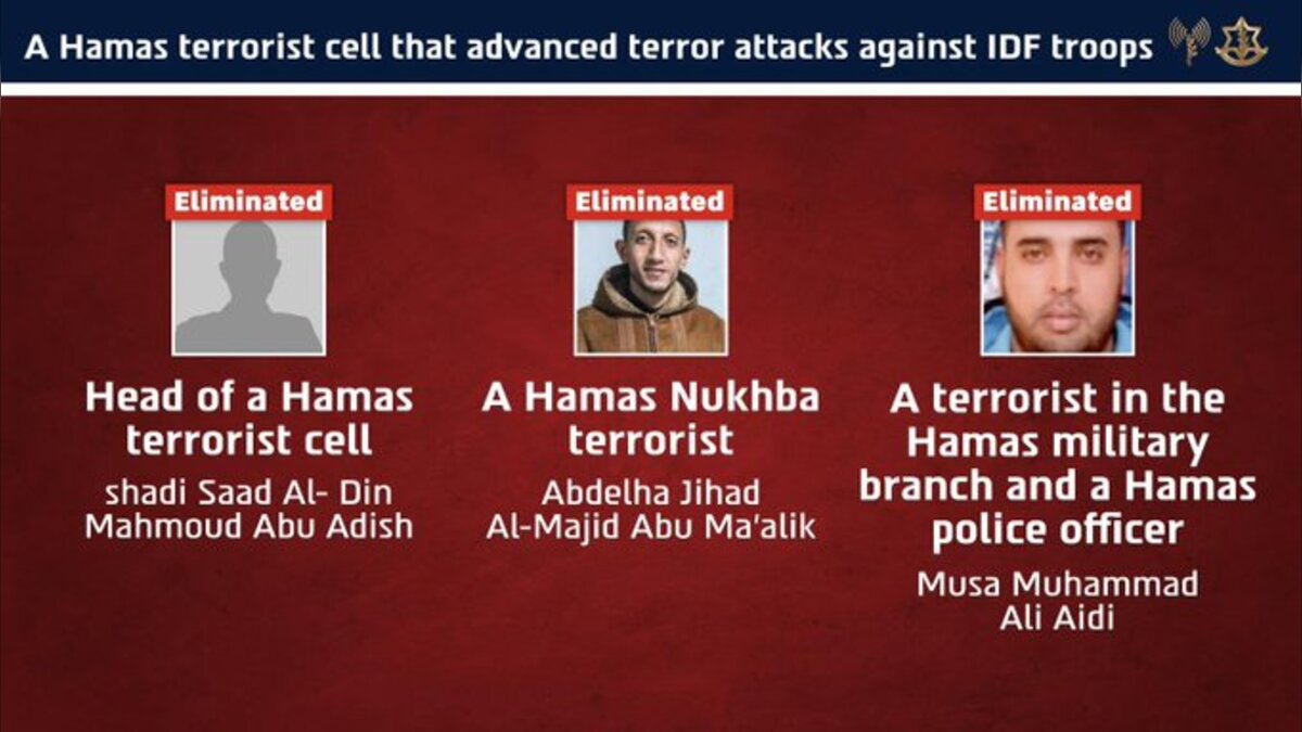 A number of armed terrorists from Hamas who had approached the Yellow Line in central Gaza