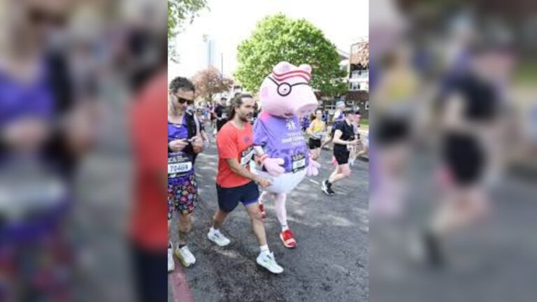 Harry Styles fans spark wild theory as Daddy Pig runs London Marathon and raises charity funds across London streets