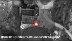 Hezbollah terrorists launched rockets from a school compound in the Tir Zibneh area in southern Lebanon and concealed a launcher within it.