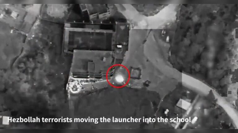 Hezbollah terrorists launched rockets from a school compound in the Tir Zibneh area in southern Lebanon and concealed a launcher within it.