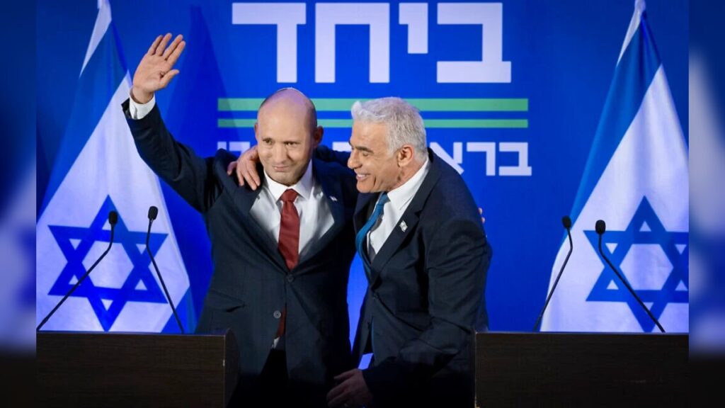 Naftali Bennett and Yair Lapid rebuild political alliance shapes Israeli coalition race in Tel Aviv election strategy Israel