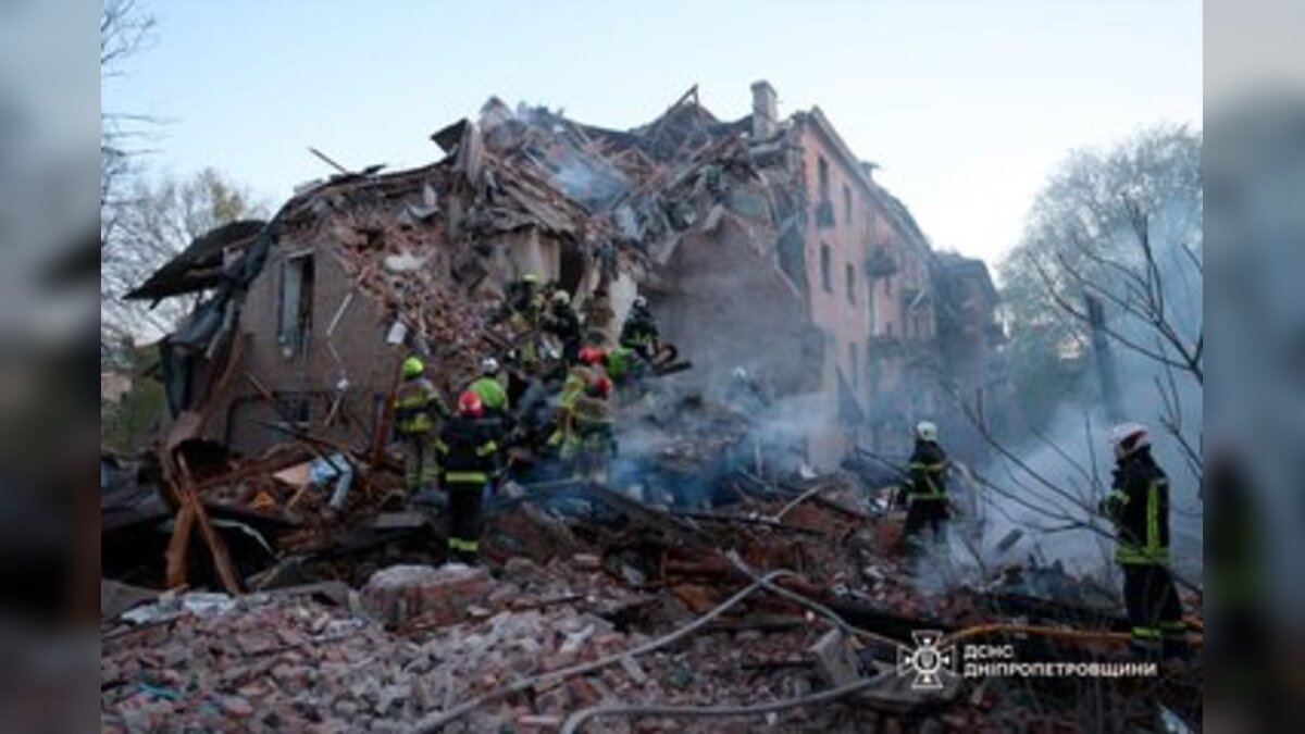 Rescue operations are ongoing at the site of the strike on a residential building