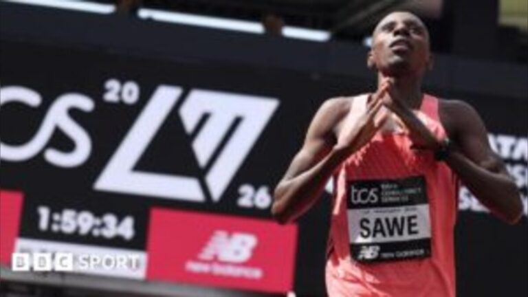 Sabastian Sawe shatters marathon barrier and stuns London race as he runs historic sub two hour finish at London Marathon course