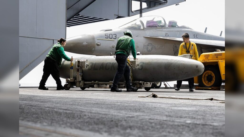 Sailors conduct flight operations aboard USS Gerald R. Ford (CVN 78) in the Red Sea