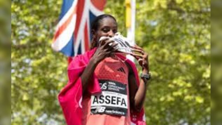 Tigst Assefa Wins London Marathon Race and Breaks World Record in Stunning Finish at London United Kingdom Event
