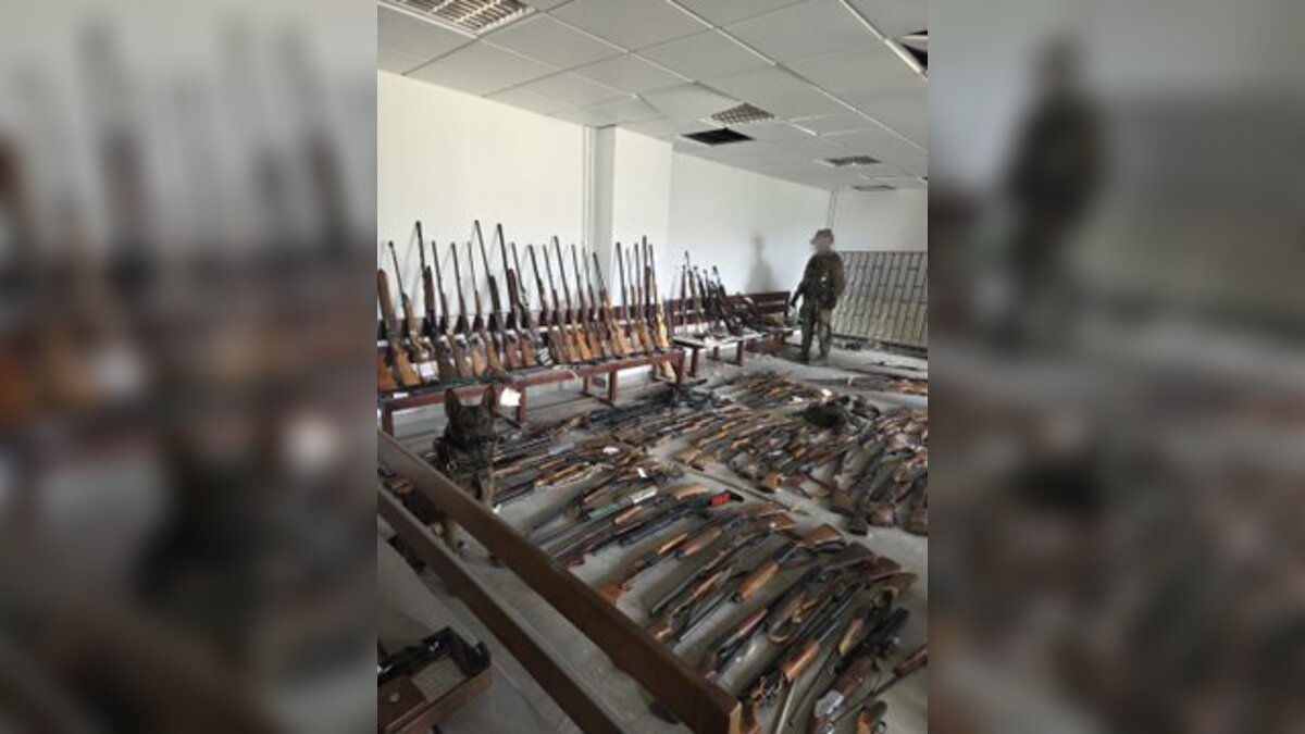 Weapons belonging to Hezbollah inside a school in the area of Bint Jbei