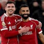 Liverpool fans celebrate Mohamed Salah departure at Anfield in England as Andy Robertson joins emotional goodbye during Brentford final match showdown