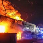 Massive Blaze Engulfs Old Jute Factory in Waterford City Ireland as Firefighters Battle Through Night Across Tycor Business Park