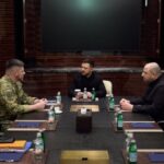 Volodymyr Zelenskyy, Chief of the General Staff, Andriy Hnatov, and the Secretary of the NSDC, Rustem Umerov