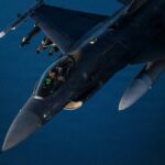 U.S. Air Force F-16 fighter jet patrols the skies above the Middle East
