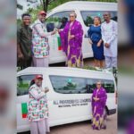 First Lady Sparks Debate After Warning Youths Against Begging While Donating Nine Buses to APC Leaders