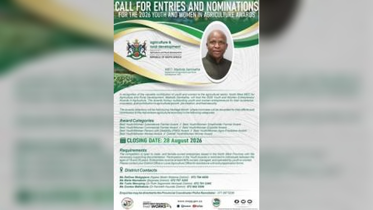 North West Department Invites Entries for 2026 Youth and Women Entrepreneur of the Year Agriculture Awards