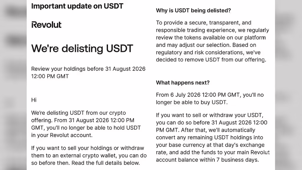 Revolut Announces USDT Delisting as Donald Trump Defends $1.4 Billion in Crypto Earnings