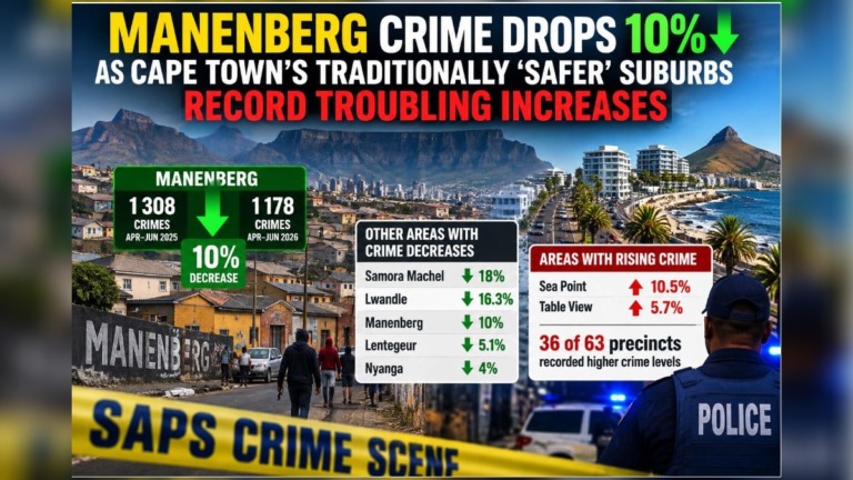 Cape Town Crime Map Turns Upside Down as Manenberg Improves While Sea Point and Table View Worsen