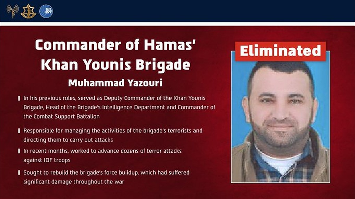 IDF Says Hamas Khan Younis Brigade Commander Killed Alongside Senior Operatives in Gaza Strike