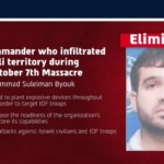 Israel Eliminates Hamas Commander Accused of October 7 Role as IDF Strikes Hezbollah Sites in Lebanon
