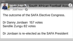 Sandile Zungu’s Promise of SAFA Change Falls Short as Danny Jordaan Wins Again