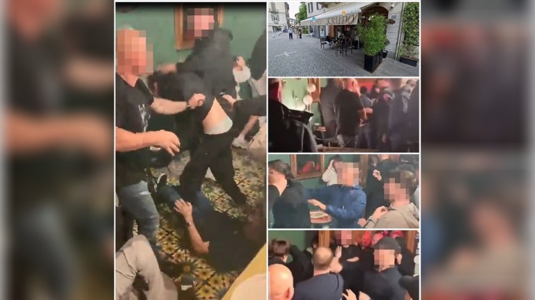 Manchester United Fans Caught on Camera in Brutal Bar Fight as Three Are Rushed to Hospital