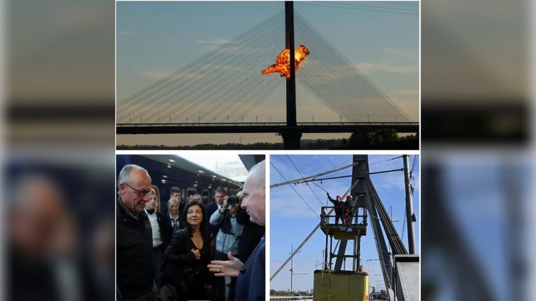 Merz Arrives as Russian Strikes Hit Kyiv Bridge Again, Disrupting Transport and Hot Water