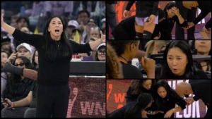 Scary Scenes as Valkyries Coach Natalie Nakase Drops to Her Knees During Playoff Victory