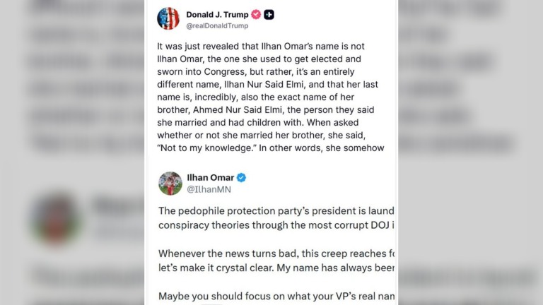Trump Demands Ilhan Omar Quit Congress Over Court Filing as Democrat Denounces ‘Conspiracy Theories’
